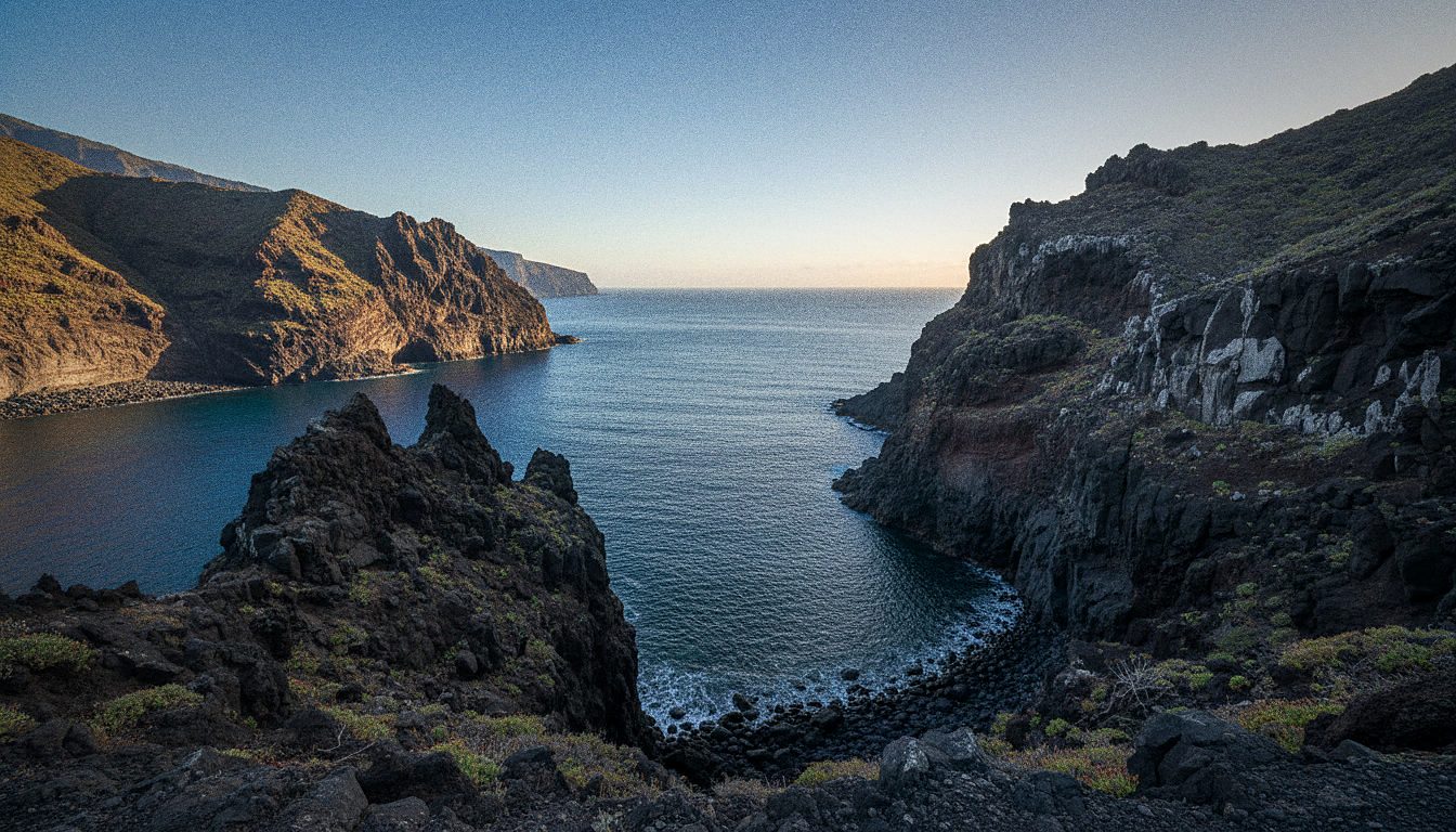 La côte volcanique du sud de Tenerife avec des falaises noires