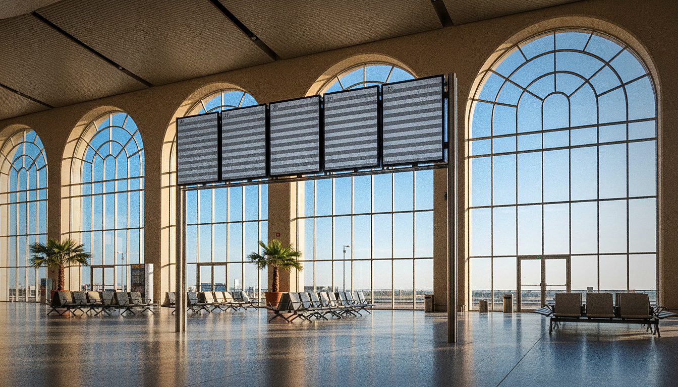 Un panneau d'affichage des départs dans un terminal d'aéroport